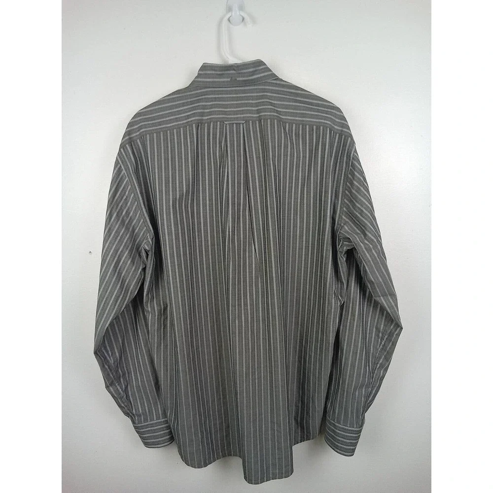 Faconnable Shirt Mens Medium Striped Cotton Long Sleeve Button Down Casual Gray - Picture 3 of 8